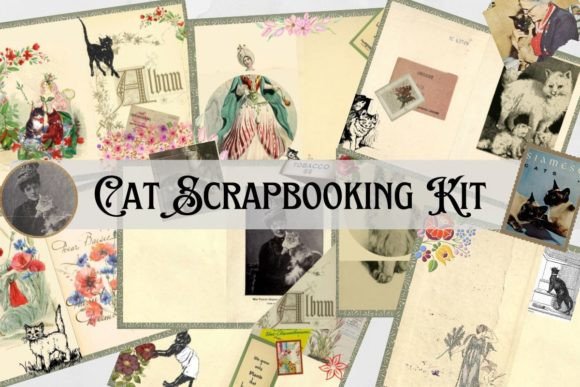 Download Cat Junk Journal, Cat Scrapbooking Kit - Scrapbook Collection