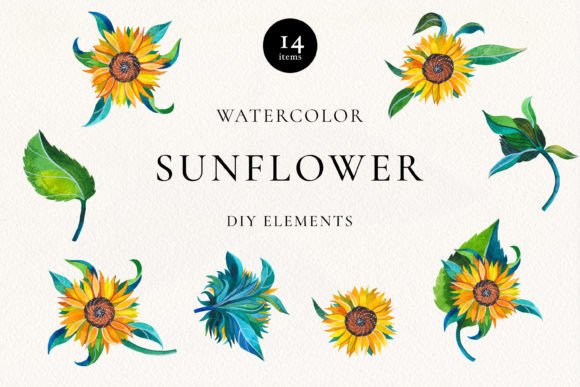 Download Sunflowers Watercolor Elements PNG - Premium Resources