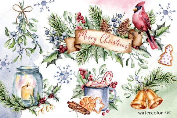 Download Christmas Watercolor Set, PNG Files - Christmas watercolor set Collection