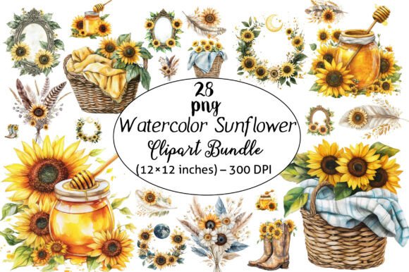 Download Watercolor Sunflower Clipart Bundle – - Premium Resources