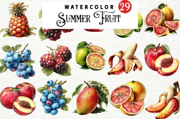 Download Watercolor Summer Fruit Clipart - Fruit clipart Collection