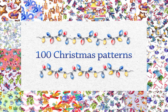 Download 100 Patterns of Christmas Watercolor Set - Christmas watercolor set Collection