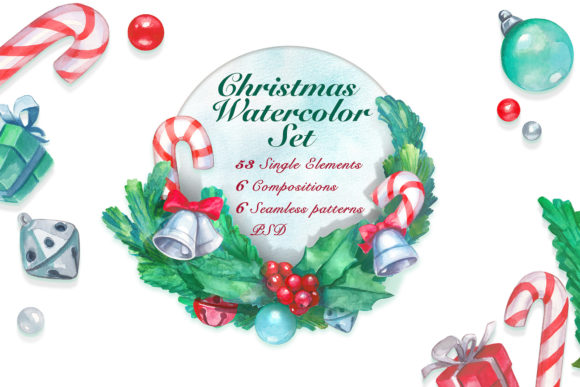 Download Christmas Watercolor Set - Christmas watercolor set Collection