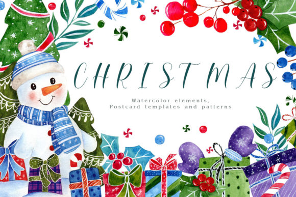 Download Christmas Watercolor Set - Christmas watercolor set Collection